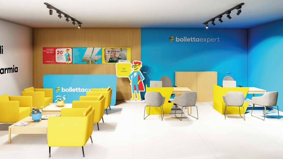 Accoglienza e postazioni di un negozio Bolletta Expert